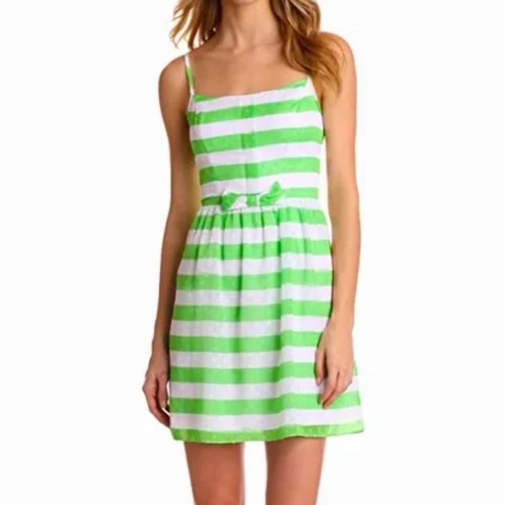 Lilly Pulitzer Green Stripe Bow Dress Size 2